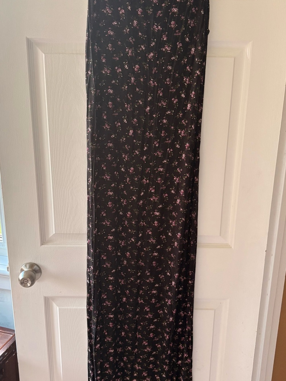 Boohoo Black Tall Maxi Dress with Pink Floral Print